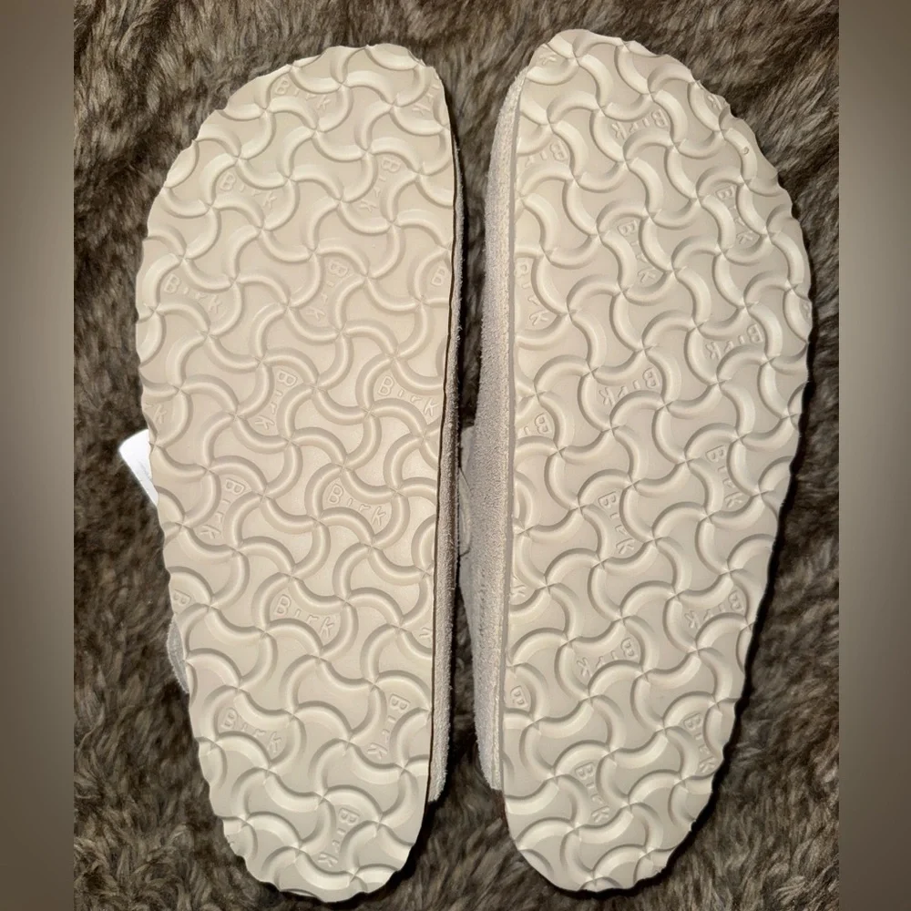 Birkenstock Boston Mules Antique White Suede Leather Slides - Picture 6 of 8